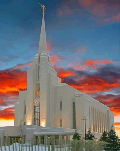 Rexburg Idaho Temple Sunset Paint By Numbers