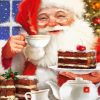 Santa Eating Christmas Cake Paint By Numbers