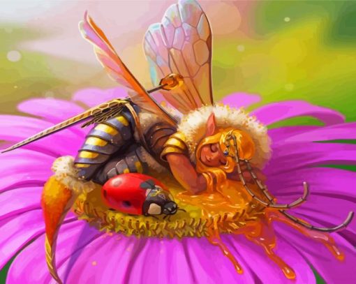 Sleepy Queen Bee Paint By Numbers