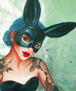 Tattooed Masked Rabbit Girl Paint By Numbers