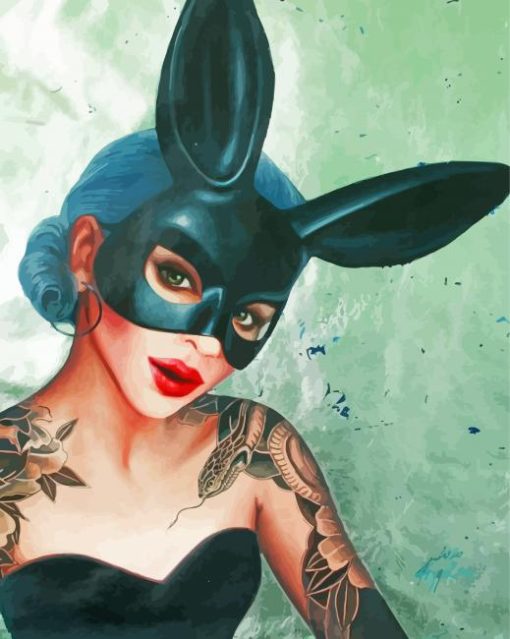 Tattooed Masked Rabbit Girl Paint By Numbers