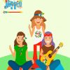 Three Hippie Girls And Guitar Paint By Numbers