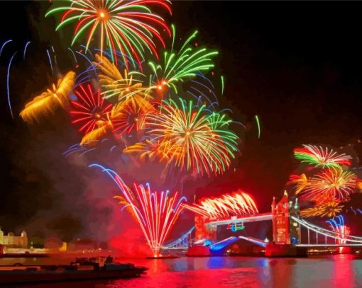 Tower Bridge Colorful Fireworks Paint By Numbers