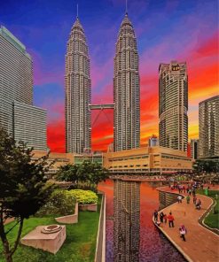 Twin Towers Sunset Paint By Numbers