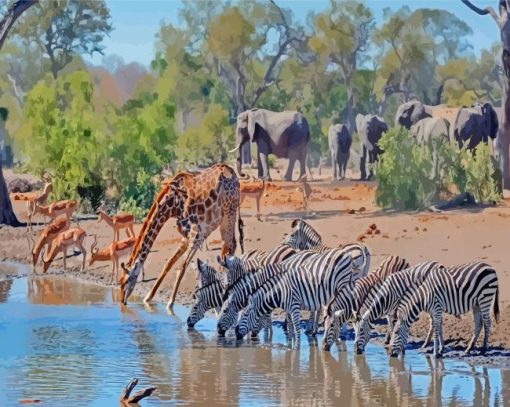 Watering Hole Animals Paint By Numbers