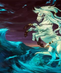 White Sleipnir Horse In Sea Paint By Numbers