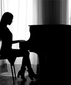 Woman Playing Piano Silhouette Paint By Numbers