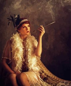 Woman With Cigarette Holder Paint By Numbers