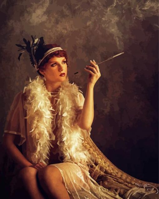 Woman With Cigarette Holder Paint By Numbers