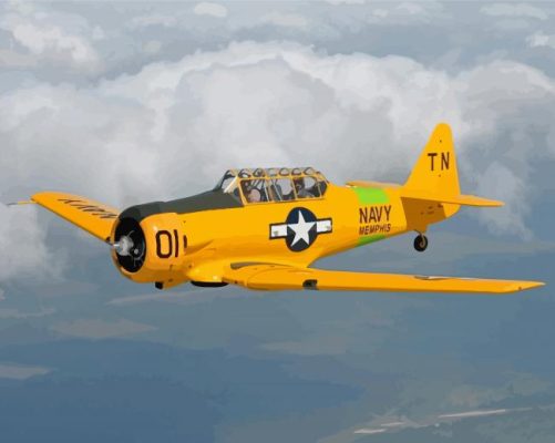 Yellow World War II Airplane Paint By Numbers