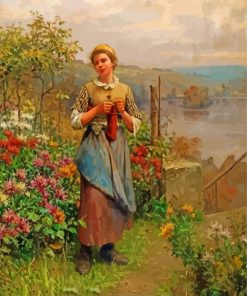 Young Woman Knitting Paint By Numbers