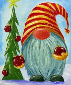 Aesthetic Christmas Gnome With Tree Paint By Numbers