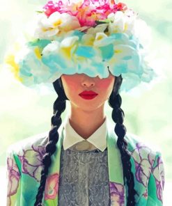 Aesthetic Woman With Flower Hat Paint By Numbers