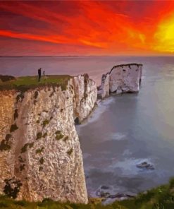 Amazing Sunset In Old Harry Rocks Paint By Numbers