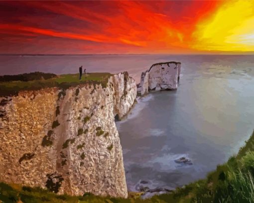 Amazing Sunset In Old Harry Rocks Paint By Numbers