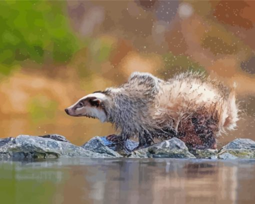 Badger By Water Paint By Numbers