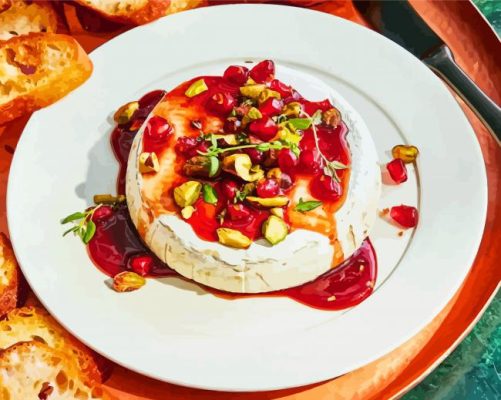 Baked Brie With Pomegranate And Pistachios Paint By Numbers