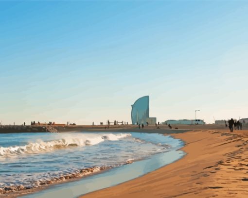 Barceloneta Beach Waves Paint By Numbers