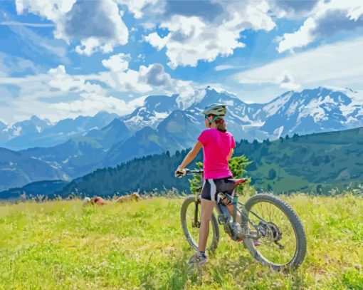 Bike In Mountain Landscape Paint By Numbers