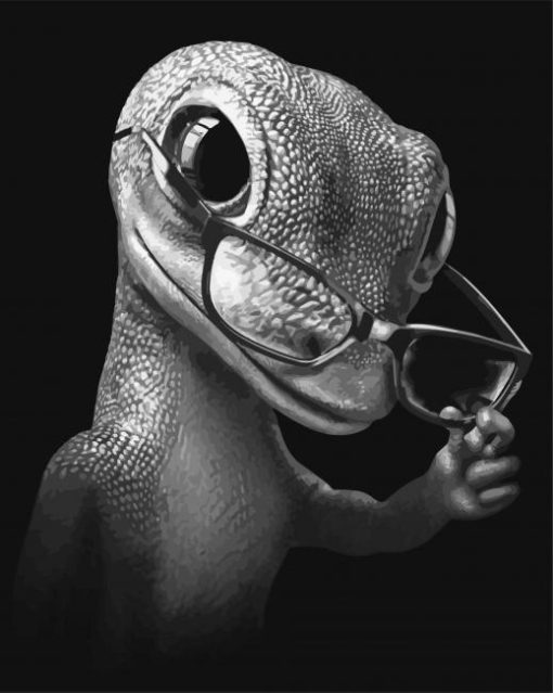 Black And White Gecko With Glasses Paint By Numbers