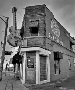 Black And White Sun Studio In Memphis Paint By Numbers