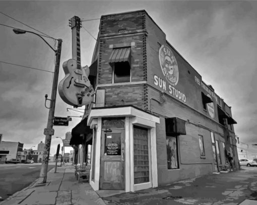 Black And White Sun Studio In Memphis Paint By Numbers