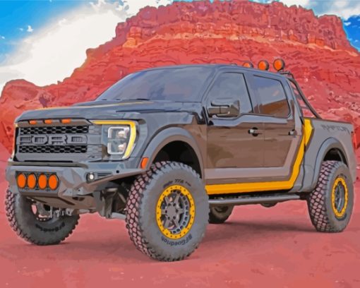 Black And Yellow Ford Raptor Paint By Numbers