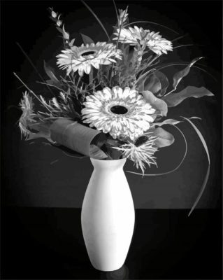 Black And White Daisy Vase Paint By Numbers