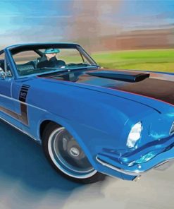 Blue Antique Ford Mustang Paint By Numbers