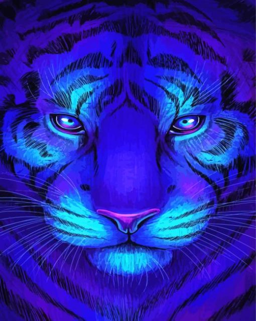 Blue Tiger Head Paint By Numbers