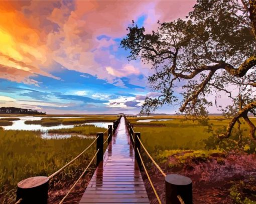 Boardwalk To A Marsh Paint By Numbers