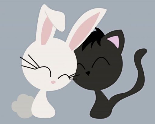 Cartoon Cat And Bunny Paint By Numbers