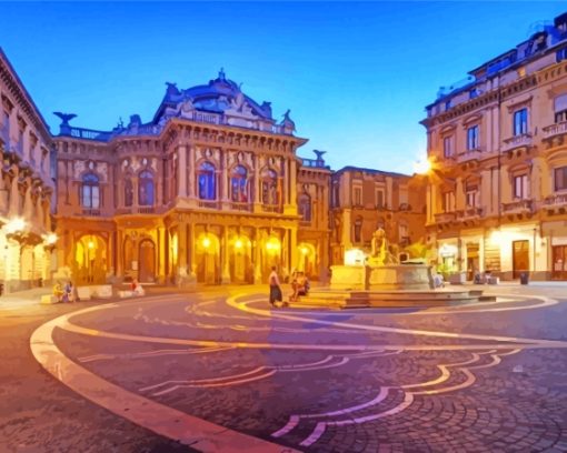 Catania Sicily Buildings At Night Paint By Numbers