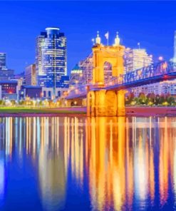 Cincinnati Bridge Water Reflection Paint By Numbers