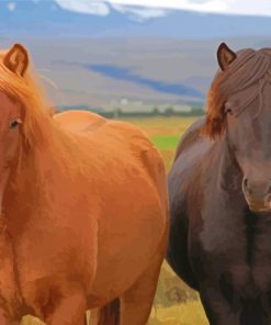 Dark And Light Brown Icelandic Horse Paint By Numbers