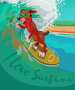 Dog With Surfboard Paint By Numbers