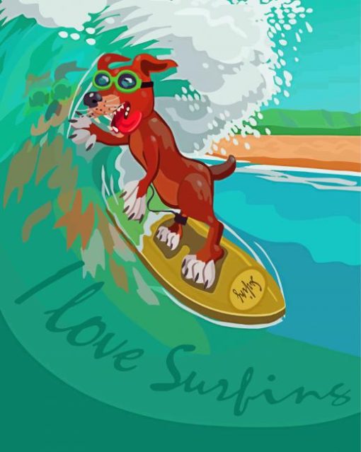 Dog With Surfboard Paint By Numbers