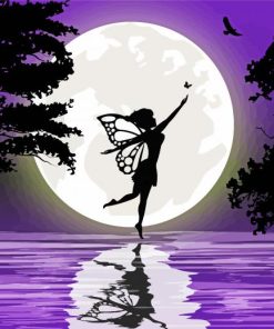 Fairy And Moon Purple Silhouette Paint By Numbers