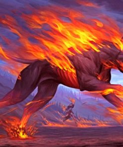 Fantasy Black Fire Dog Paint By Numbers