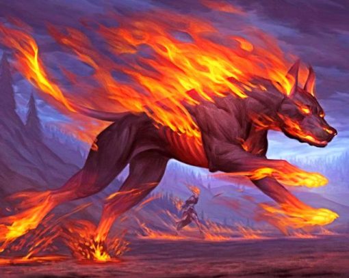 Fantasy Black Fire Dog Paint By Numbers