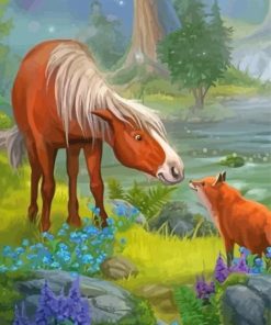 Fox And Horse In Forest Paint By Numbers