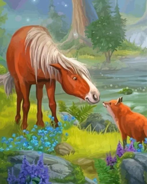 Fox And Horse In Forest Paint By Numbers