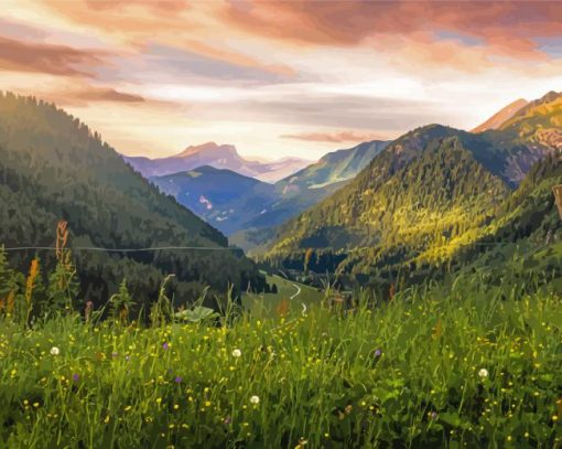 French Alps Landscape Paint By Numbers