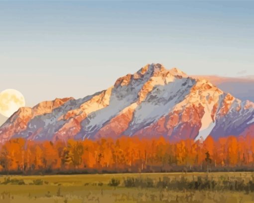 Full Moon Rising Over Pioneer Peak Paint By Numbers