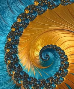 Gold And Blue Fractal Paint By Numbers