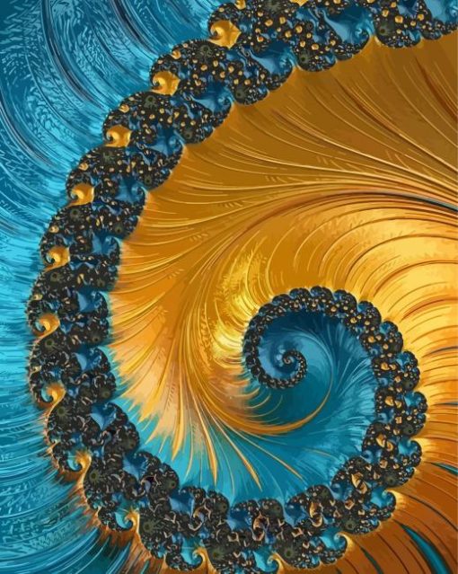 Gold And Blue Fractal Paint By Numbers