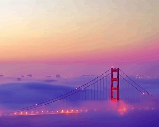 Golden Gate Bridge In Fog Light Paint By Numbers