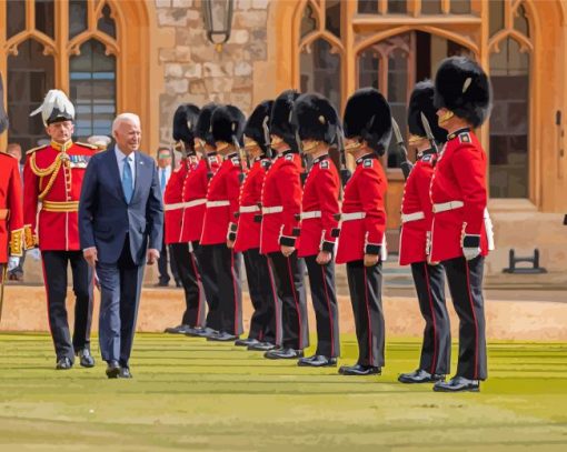 Grenadier Guards In Front Of Joe Biden Paint By Numbers