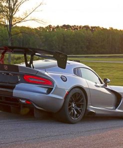 Grey Dodge Viper With Sunset View Paint By Numbers