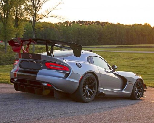 Grey Dodge Viper With Sunset View Paint By Numbers